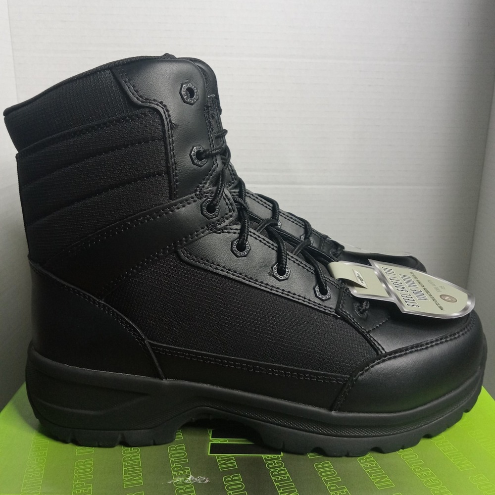 Interceptor Force 2.0 Black Steel Safety Toe‎ Wide Work Boots Men's Size 8.5